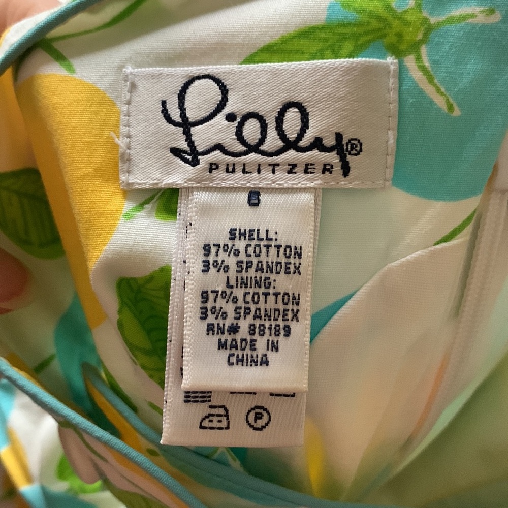 Lilly Pulitzer Strapless Citrus Print Sheath Dress in Yellow, Blue, Green - Picture 4 of 4